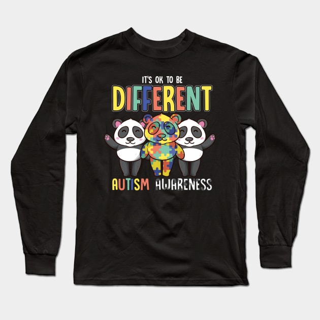 It's OK To Be Different Autism Awareness Panda Long Sleeve T-Shirt by theperfectpresents